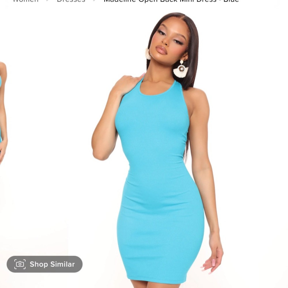 Open back sexy blue mini dress